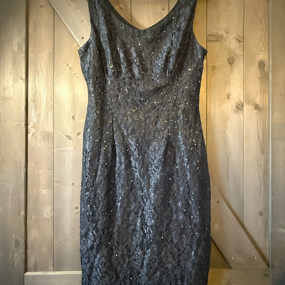 George Midnight Sequin Lace Mini Dress